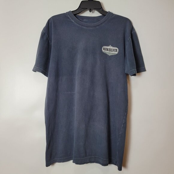 Quiksilver Waterman Blue Graphic Logo T-Shirt L 100% Cotton Short Sleeve Casual - Picture 1 of 9
